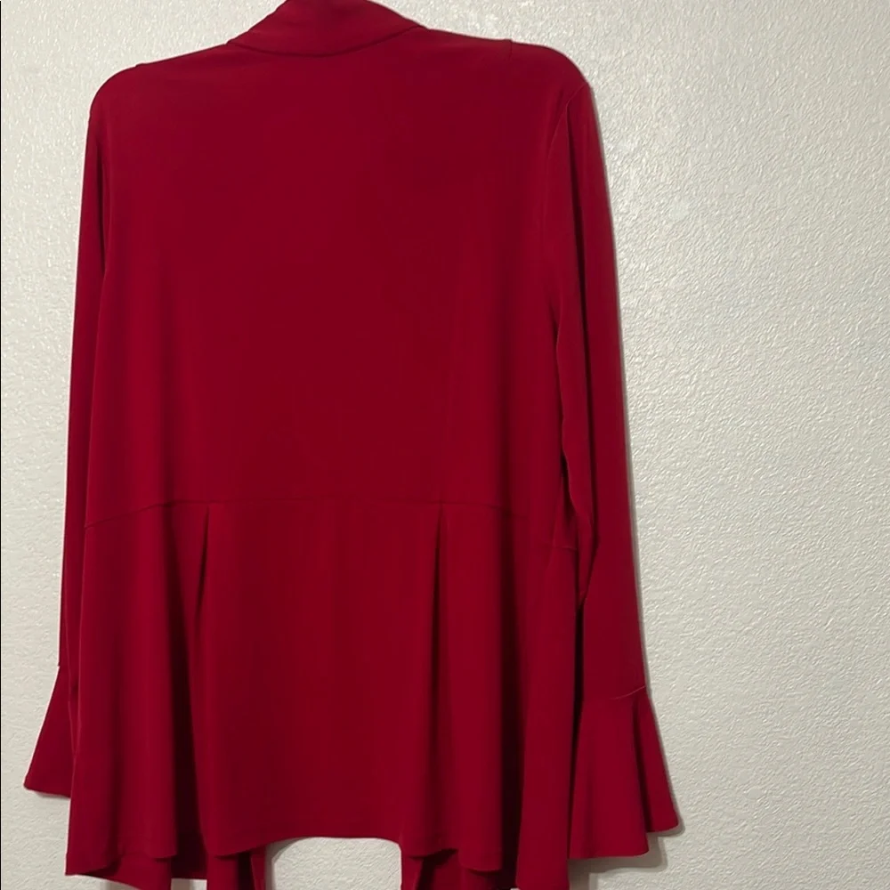 Susan Graver Red Open Front Blazer - Picture 3 of 5
